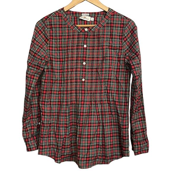 Vineyard Vines Top Tartan Plaid Popover With Cashmere Tunic Womens Sz 4 - Picture 1 of 7